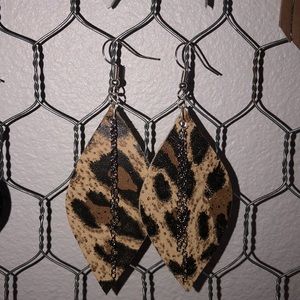 Leather Leopard Earrings